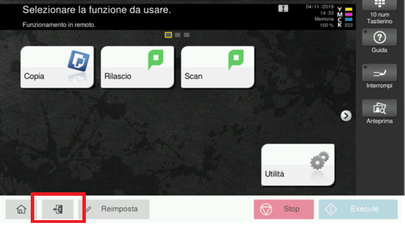 Pulsante per effettuare il logout